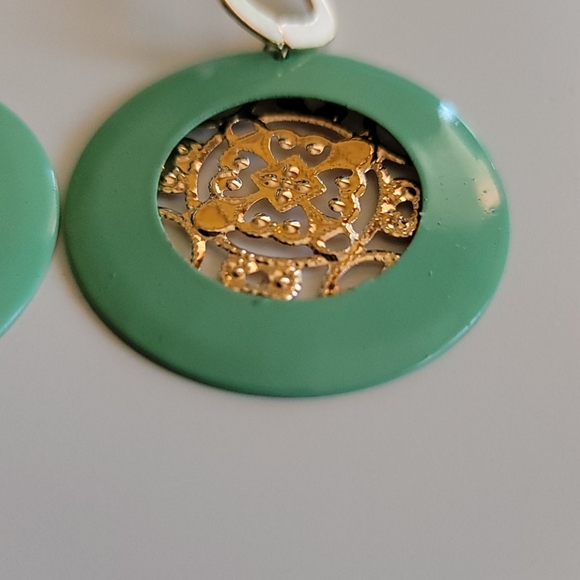 Turquoise and Gold Earrings - Picture 5 of 7